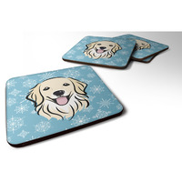 "Caroline's Treasures BB1639FC Snowflake Golden Retriever Foam Coasters (Set of 4), 3.5"", Multicolor"