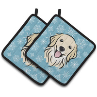 "Caroline's Treasures Snowflake Golden Retriever Pair of Pot Holders BB1639PTHD, 7.5HX7.5W, Multicolor"