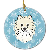 "Caroline's Treasures BB1641CO1 Snowflake Pomeranian Ceramic Ornament, Multicolor"
