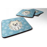 "Caroline's Treasures BB1641FC Snowflake Pomeranian Foam Coasters (Set of 4), 3.5"", Multicolor"