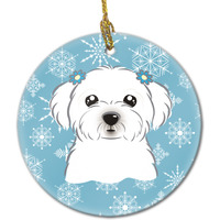 "Caroline's Treasures BB1642CO1 Snowflake Maltese Ceramic Ornament, Multicolor"