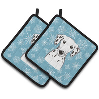 "Caroline's Treasures Snowflake Dalmatian Pair of Pot Holders BB1644PTHD, 7.5HX7.5W, Multicolor"