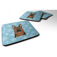 "Caroline's Treasures BB1645FC Snowflake German Shepherd Foam Coasters (Set of 4), 3.5"", Multicolor"