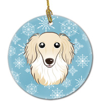 "Caroline's Treasures BB1646CO1 Snowflake Longhair Creme Dachshund Ceramic Ornament, Multicolor"