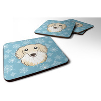 "Caroline's Treasures BB1646FC Snowflake Longhair Crme Dachshund Foam Coasters (Set of 4), 3.5"", Multicolor"