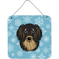 "Caroline's Treasures Snowflake Longhair Black and Tan Dachshund Wall or Door Hanging Prints BB1647DS66, 6HX6W, Multicolor"