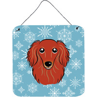 "Caroline's Treasures Snowflake Longhair Red Dachshund Wall or Door Hanging Prints BB1648DS66, 6HX6W, Multicolor"