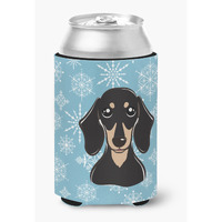 "Caroline's Treasures Snowflake Smooth Black and Tan Dachshund Can/Bottle Hugger, Multicolor"