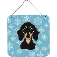 "Caroline's Treasures Snowflake Smooth Black and Tan Dachshund Wall or Door Hanging Prints BB1649DS66, 6HX6W, Multicolor"