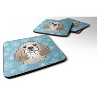 "Caroline's Treasures BB1650FC Snowflake Cocker Spaniel Foam Coasters (Set of 4), 3.5"", Multicolor"