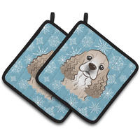 "Caroline's Treasures Snowflake Cocker Spaniel Pair of Pot Holders BB1650PTHD, 7.5HX7.5W, Multicolor"