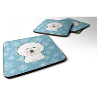 "Caroline's Treasures BB1651FC Snowflake Bichon Frise Foam Coasters (Set of 4), 3.5"", Multicolor"