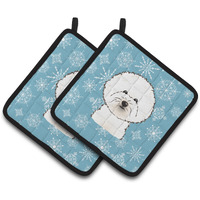 "Caroline's Treasures Snowflake Bichon Frise Pair of Pot Holders BB1651PTHD, 7.5HX7.5W, Multicolor"