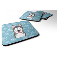 "Caroline's Treasures BB1652FC Snowflake Alaskan Malamute Foam Coasters (Set of 4), 3.5"", Multicolor"