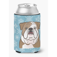 "Caroline's Treasures Snowflake English Bulldog Can/Bottle Hugger, Multicolor"