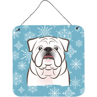 "Caroline's Treasures Snowflake White English Bulldog Wall or Door Hanging Prints BB1654DS66, 6""H x 6""W, Multicolor"