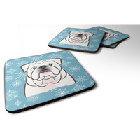 "Caroline's Treasures BB1654FC Snowflake White English Bulldog Foam Coasters (Set of 4), 3.5"", Multicolor"