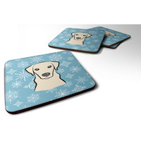 "Caroline's Treasures BB1656FC Snowflake Yellow Labrador Foam Coasters (Set of 4), 3.5"", Multicolor"