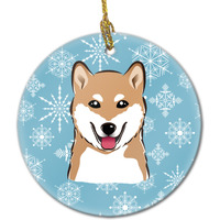 "Caroline's Treasures BB1659CO1 Snowflake Shiba Inu Ceramic Ornament, Multicolor"