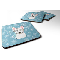 "Caroline's Treasures BB1660FC Snowflake Westie Foam Coasters (Set of 4), 3.5"", Multicolor"