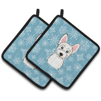 "Caroline's Treasures Snowflake Westie Pair of Pot Holders BB1660PTHD, 7.5HX7.5W, Multicolor"