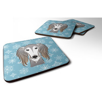 "Caroline's Treasures BB1663FC Snowflake Saluki Foam Coasters (Set of 4), 3.5"", Multicolor"