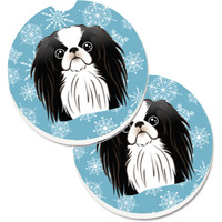 "Caroline's Treasures Snowflake Japanese Chin Set of 2 Cup Holder Car Coasters BB1664CARC, 2.56, Multicolor"