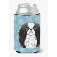 "Caroline's Treasures Snowflake Japanese Chin Can/Bottle Hugger, Multicolor"