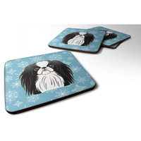 "Caroline's Treasures BB1664FC Snowflake Japanese Chin Foam Coasters (Set of 4), 3.5"", Multicolor"
