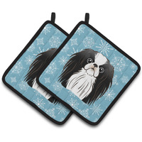 "Caroline's Treasures Snowflake Japanese Chin Pair of Pot Holders BB1664PTHD, 7.5HX7.5W, Multicolor"