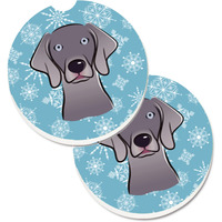 "Caroline's Treasures Snowflake Weimaraner Set of 2 Cup Holder Car Coasters BB1665CARC, 2.56, Multicolor"
