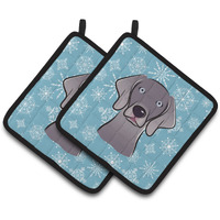 "Caroline's Treasures Snowflake Weimaraner Pair of Pot Holders BB1665PTHD, 7.5HX7.5W, Multicolor"