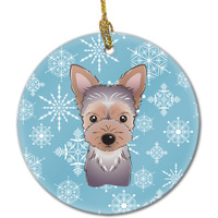 "Caroline's Treasures BB1666CO1 Snowflake Yorkie Puppy Ceramic Ornament, Multicolor"