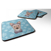 "Caroline's Treasures BB1666FC Snowflake Yorkie Puppy Foam Coasters (Set of 4), 3.5"", Multicolor"