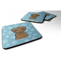 "Caroline's Treasures BB1668FC Snowflake Chocolate Labrador Foam Coasters (Set of 4), 3.5"", Multicolor"