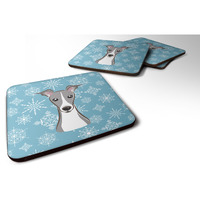 "Caroline's Treasures BB1670FC Snowflake Italian Greyhound Foam Coasters (Set of 4), 3.5"", Multicolor"