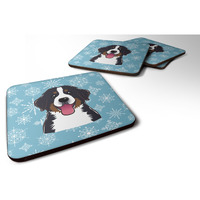 "Caroline's Treasures BB1671FC Snowflake Bernese Mountain Dog Foam Coasters (Set of 4), 3.5"", Multicolor"