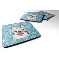 "Caroline's Treasures BB1672FC Snowflake French Bulldog Foam Coasters (Set of 4), 3.5"", Multicolor"