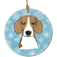 "Caroline's Treasures BB1673CO1 Snowflake Beagle Ceramic Ornament, Multicolor"