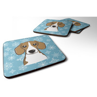 "Caroline's Treasures BB1673FC Snowflake Beagle Foam Coasters (Set of 4), 3.5"", Multicolor"