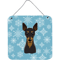 "Caroline's Treasures Snowflake Min Pin Wall or Door Hanging Prints BB1674DS66, 6HX6W, Multicolor"