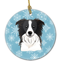 "Caroline's Treasures BB1675CO1 Snowflake Border Collie Ceramic Ornament, Multicolor"