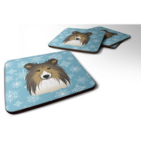"Caroline's Treasures BB1676FC Snowflake Sheltie Foam Coasters (Set of 4), 3.5"", Multicolor"