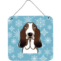 "Caroline's Treasures Snowflake Basset Hound Wall or Door Hanging Prints BB1677DS66, 6HX6W, Multicolor"