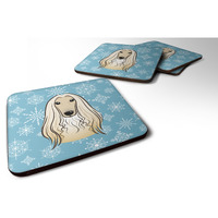 "Caroline's Treasures BB1678FC Snowflake Afghan Hound Foam Coasters (Set of 4), 3.5"", Multicolor"