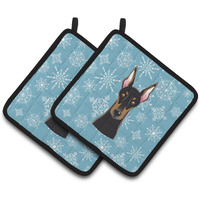 "Caroline's Treasures Snowflake Doberman Pair of Pot Holders BB1679PTHD, 7.5HX7.5W, Multicolor"