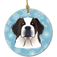 "Caroline's Treasures BB1680CO1 Snowflake Saint Bernard Ceramic Ornament, Multicolor"