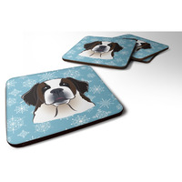 "Caroline's Treasures BB1680FC Snowflake Saint Bernard Foam Coasters (Set of 4), 3.5"", Multicolor"