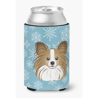"Caroline's Treasures Snowflake Papillon Can/Bottle Hugger, Multicolor"