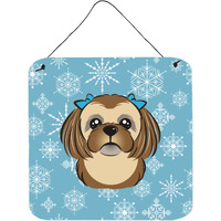 "Caroline's Treasures Snowflake Chocolate Brown Shih Tzu Wall or Door Hanging Prints BB1683DS66, 6HX6W, Multicolor"